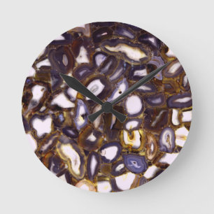 Horloge Ronde Motif en pierre blanche Brown violet
