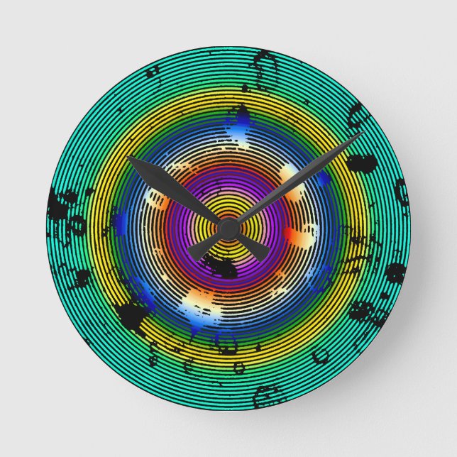 Horloge Ronde Motif entouré de plusieurs couleurs (Recto)