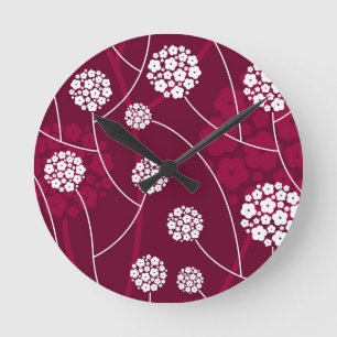 Horloge Ronde motif floral Abstrait
