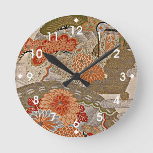 Horloge Ronde Motif floral Pastel Tangerine