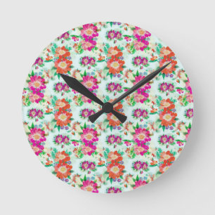 Horloge Ronde Motif floral vintage lumineux
