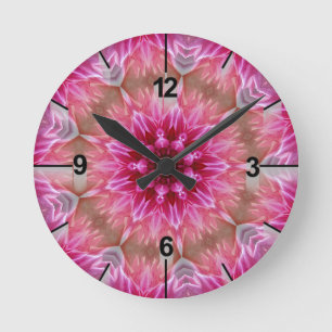 Horloge Ronde Motif géométrique à fleurs rose Mandala-67545