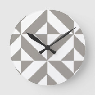 Horloge Ronde Motif géométrique de cube en Deco de gris argenté