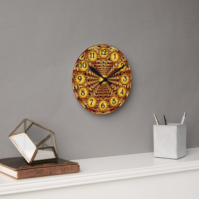 Horloge Ronde Motif géométrique de panier Brown (Bureau)