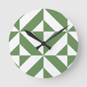 Horloge Ronde Motif géométrique foncé de cube en Deco de vert