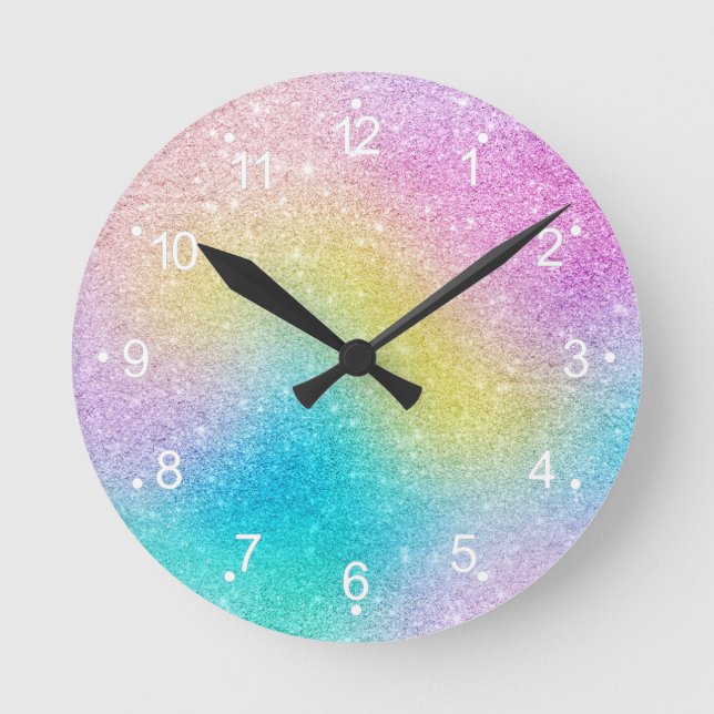 Horloge Ronde Motif holographique de la parties scintillant arc- (Recto)