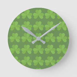 Horloge Ronde Motif irlandais de trèfle de shamrock de St