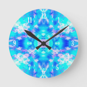 Horloge Ronde Motif kaléidoscope bleu