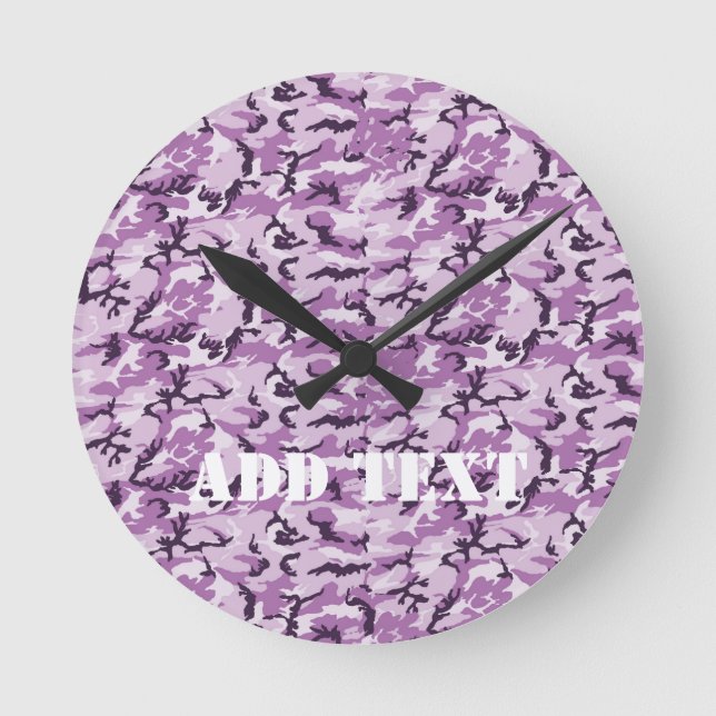 Horloge Ronde Motif militaire de Camouflage rose (Recto)