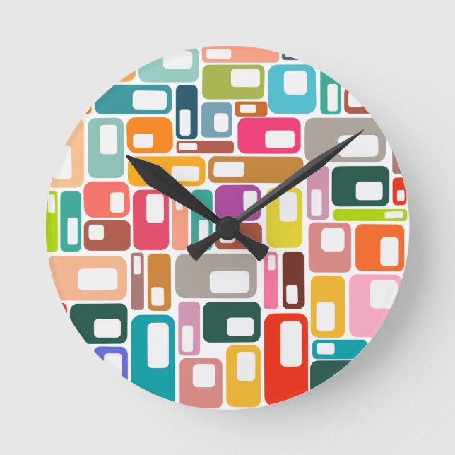 Horloge Ronde Motif moderne du milieu du siècle (Recto)