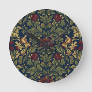 Horloge Ronde Motif Navy Fleur de Grenade William Morris