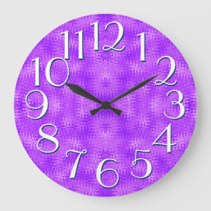 Horloge Ronde Motif Ondulé Violet Nombres Élégants de Grande Tai