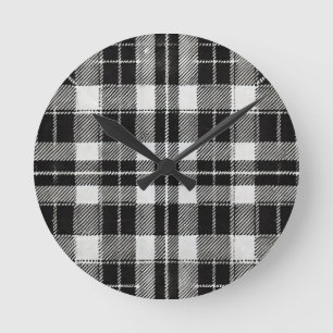 Horloge Ronde Motif plaqué noir et blanc intemporel