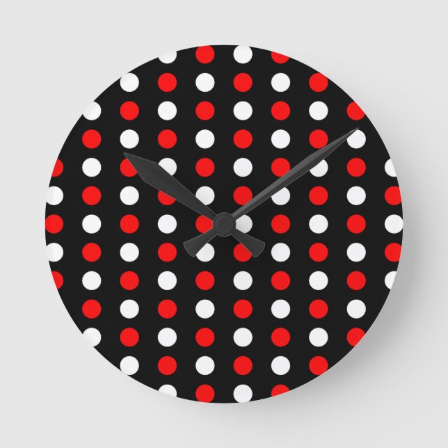 Horloge Ronde Motif pois rouge et blanc (Recto)