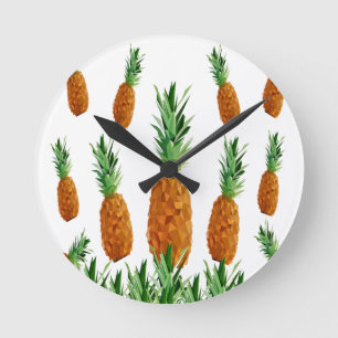 Horloge Ronde motif polygonal d'impression d'ananas