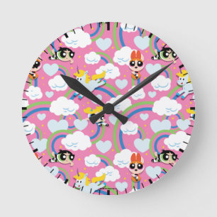 Horloge Ronde Motif Rainbow Powerpuff Girls et Donny