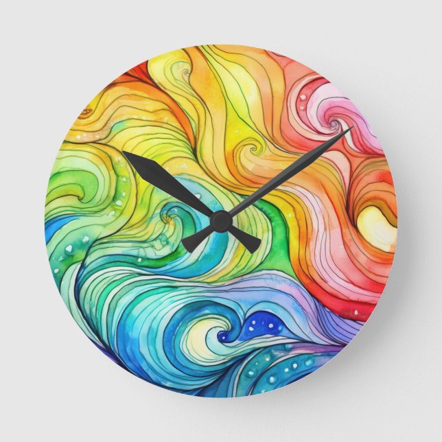 Horloge Ronde Motif Rainbow Swirl (Recto)