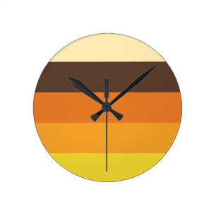 Horloge Ronde motif rayé les années 70 rétro de couleur