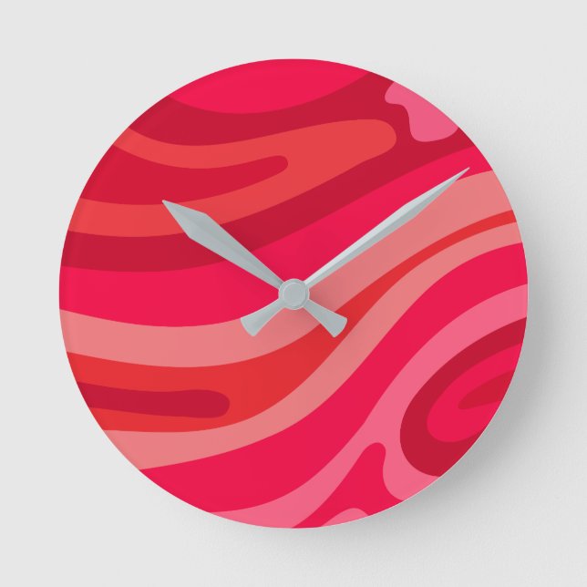 Horloge Ronde Motif rouge rose Artsy (Recto)