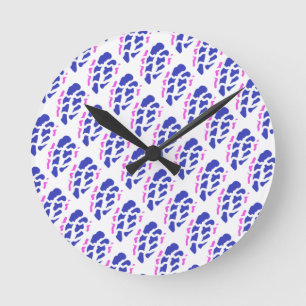 Horloge Ronde Motif royal bleu et rose