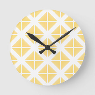 Horloge Ronde Motif triangle à la mode jaune