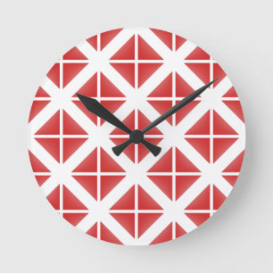 Horloge Ronde Motif triangle rouge tendance