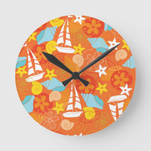Horloge Ronde Motif tropical de voilier