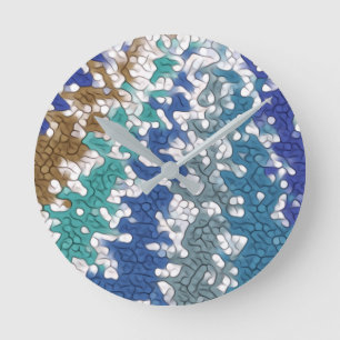 Horloge Ronde Motif unique bleu vert jaune