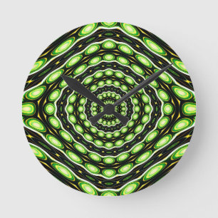 Horloge Ronde Motif vert Abstrait rétro