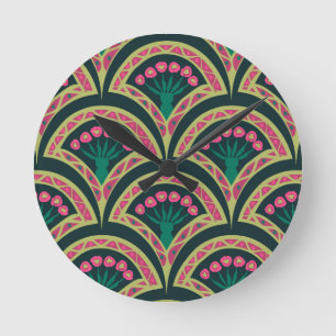 Horloge Ronde motif vert en forme de coquille