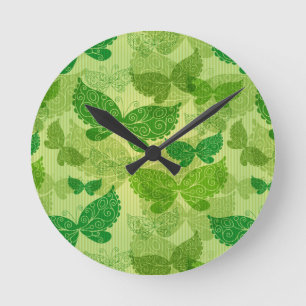 Horloge Ronde Motif vert printemps