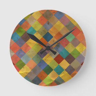 Horloge Ronde motif vintage. Géométrique.