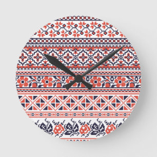 Horloge Ronde Motifs de conception de point de croix