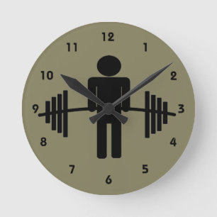Horloge Ronde Motivation de forme physique d'haltère de gymnase