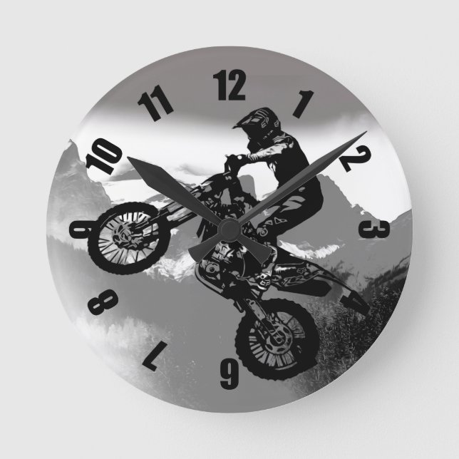 Horloge Ronde Motocross Biker - Montagnes Rocheuses   (Recto)
