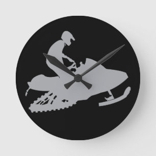Horloge Ronde Motoneige gris argent