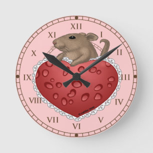 Horloge Ronde Mouse Love Heart