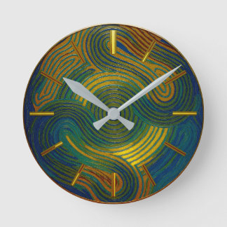 Horloge Ronde Multi-Color Blue Gold Green Red