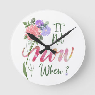 Horloge Ronde Mur floral de script 