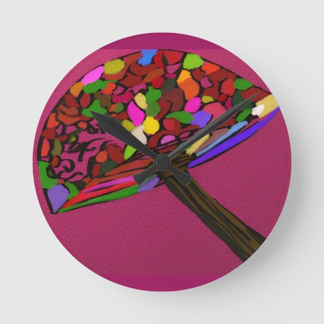 Horloge Ronde Mushroom Face Character Art Round Clock (Recto)