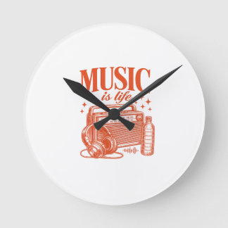 Horloge Ronde Music Is Life Vintage Design