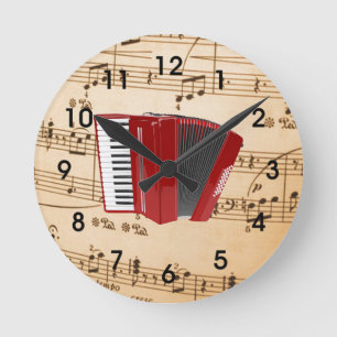 Horloge Ronde Musique d'accordéon, design populaire,