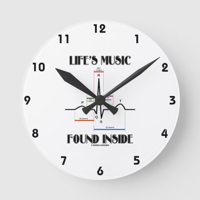 Horloge Ronde Musique de la vie trouvée dans ECG/EKG Heartbeat (Recto)