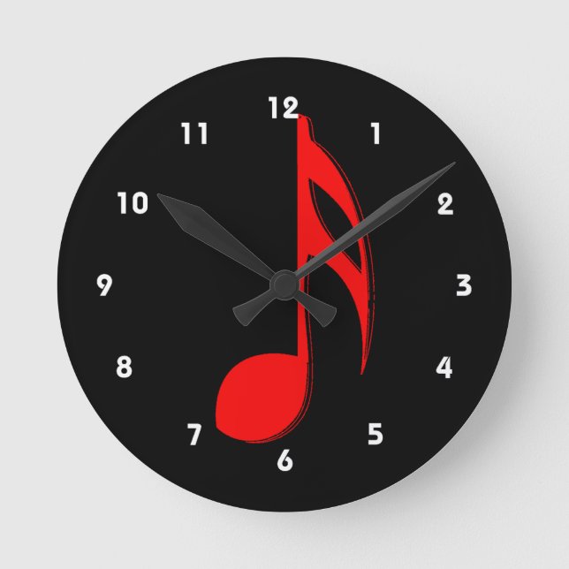 Horloge Ronde musique noire rouge design.png de huitième note (Recto)