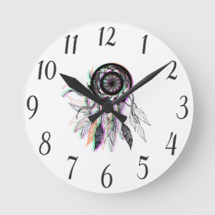 Horloge Ronde Natif américain artistique moderne Dreamcatcher