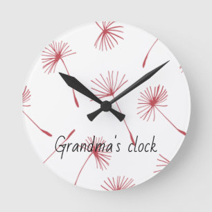 Horloge Ronde Nature - Dandelions en fuschia Horloge. Personnali
