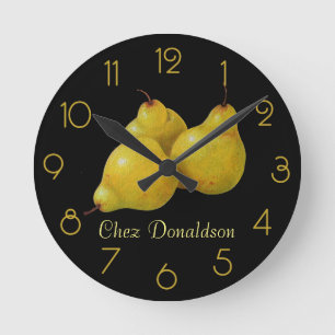Horloge Ronde Nature morte aux poires Peinture à l'huile sur toi