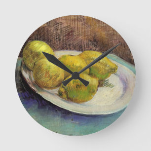 Horloge Ronde Nature morte Citrons sur une assiette par Vincent 