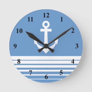 Horloge Ronde Nautical wall clock with ship anchor