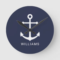 Nautical White Anchor and Custom Nom on Navy Blue